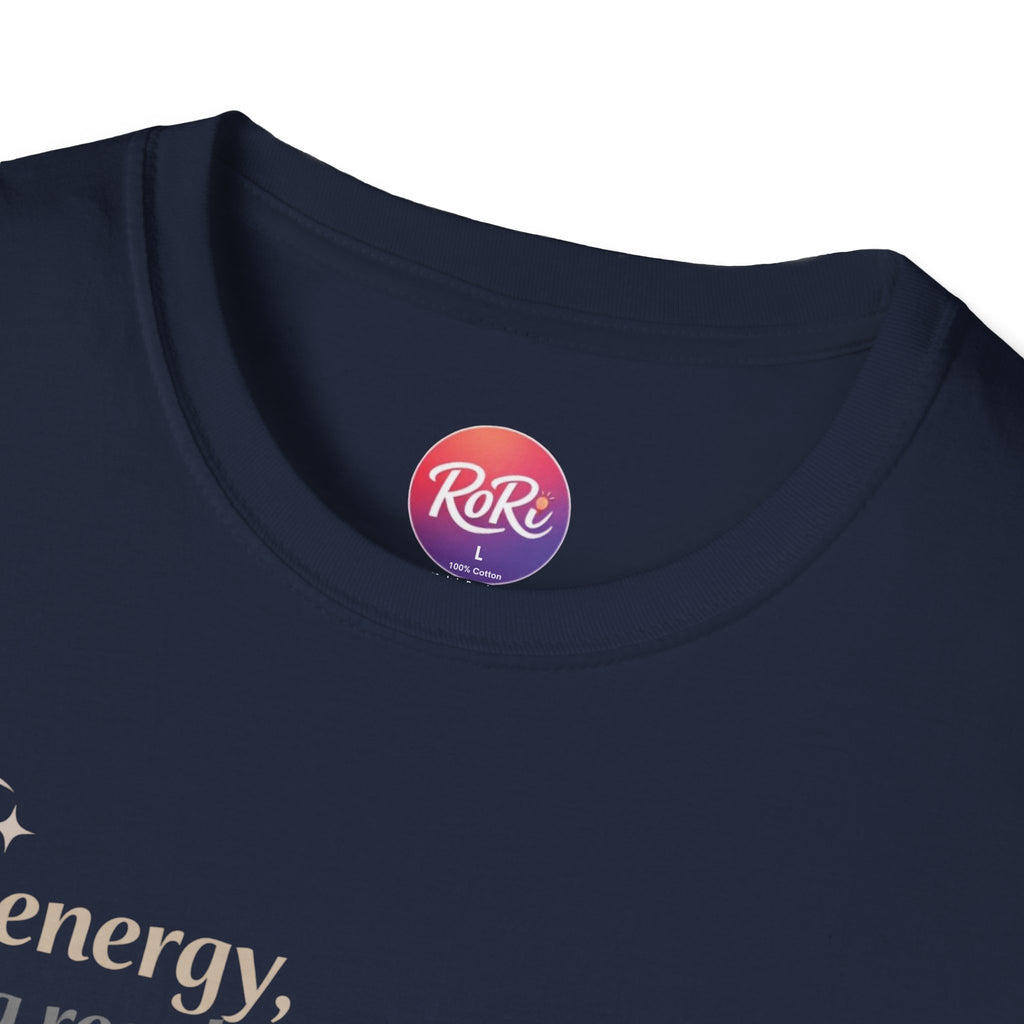 T-Shirt — “Soft energy, strong results.” Minimal Inspirational Graphic Tee