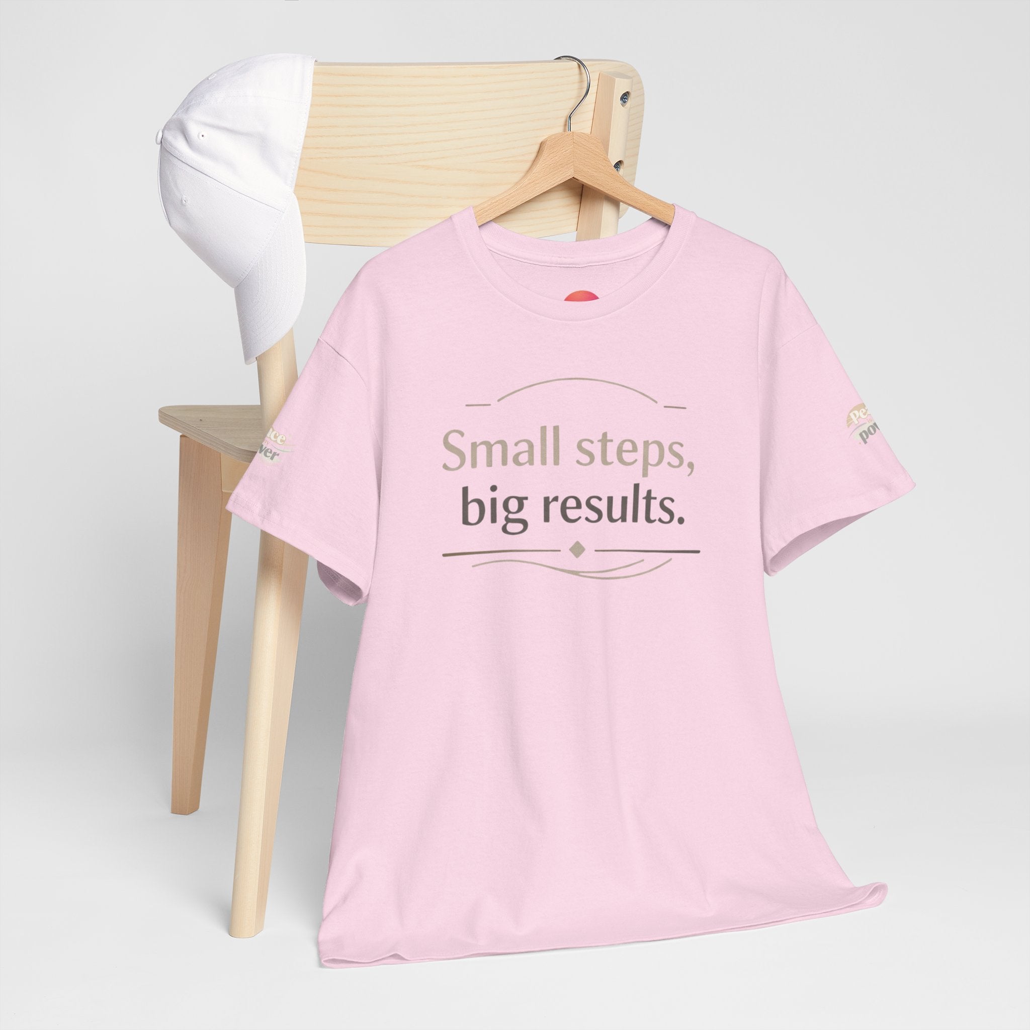 Motivational Tee — "Small steps, big results." Inspirational Cotton Shirt