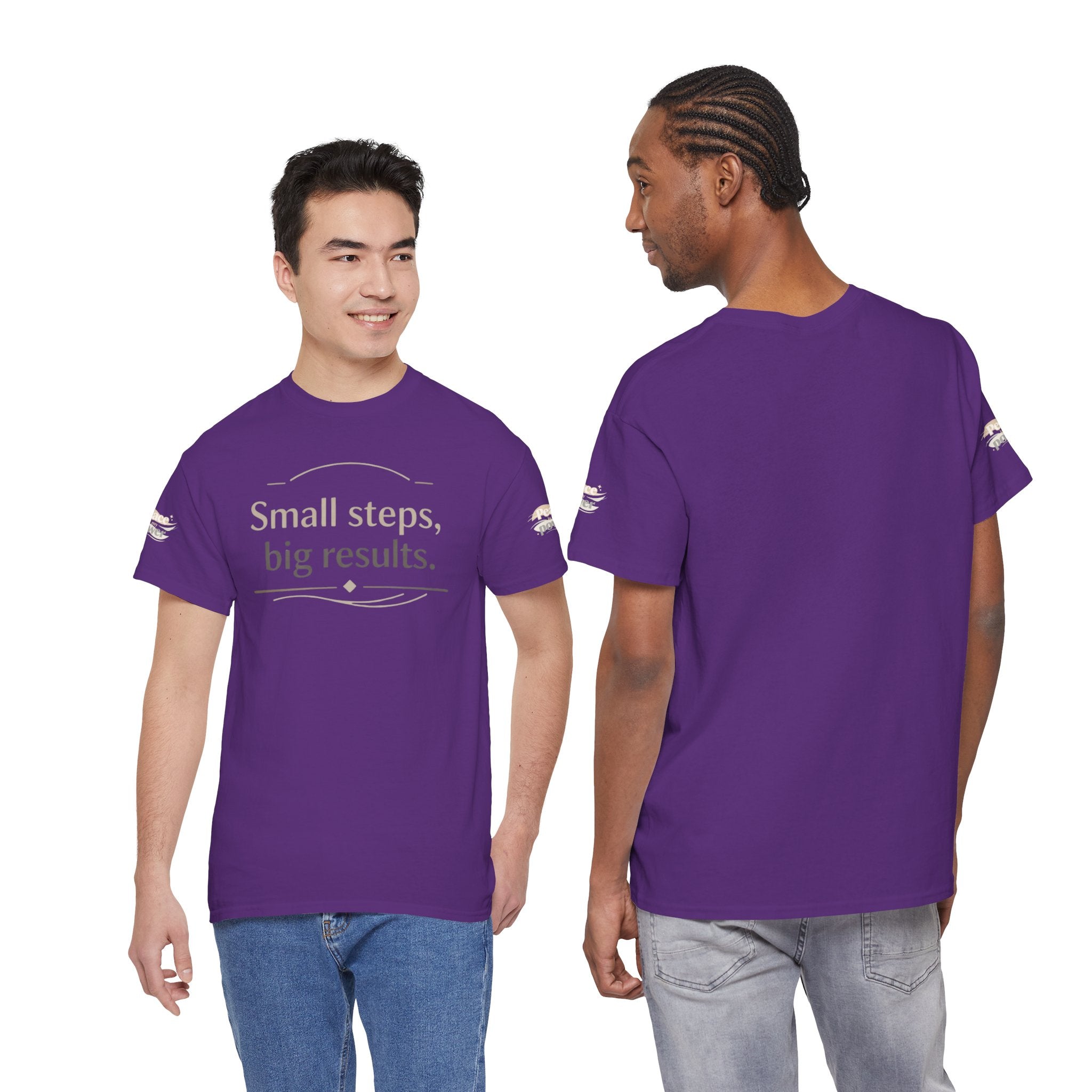 Motivational Tee — "Small steps, big results." Inspirational Cotton Shirt