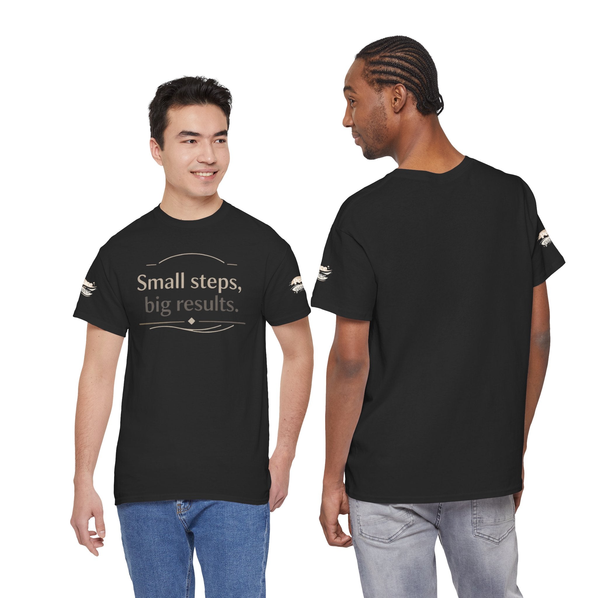 Motivational Tee — "Small steps, big results." Inspirational Cotton Shirt