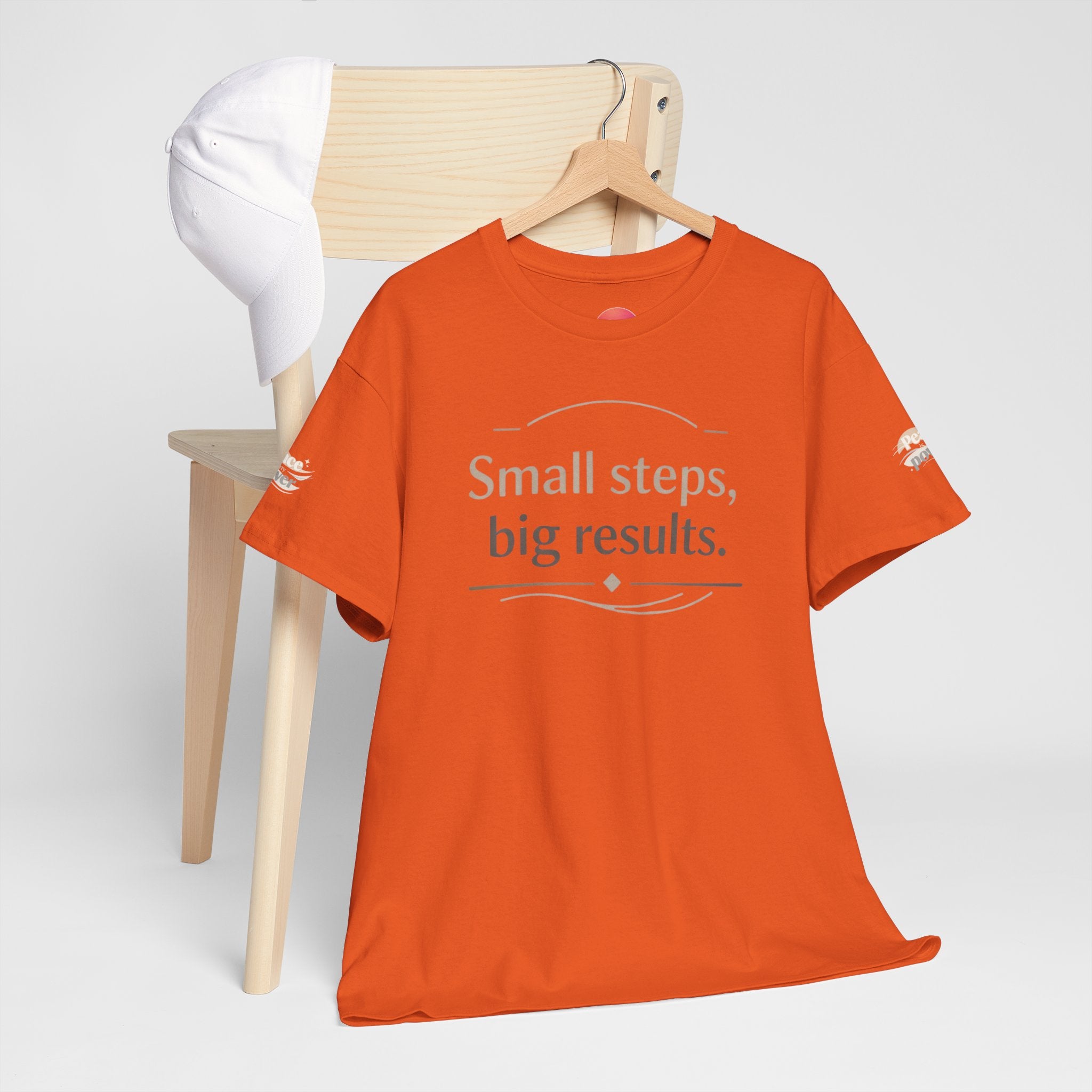 Motivational Tee — "Small steps, big results." Inspirational Cotton Shirt