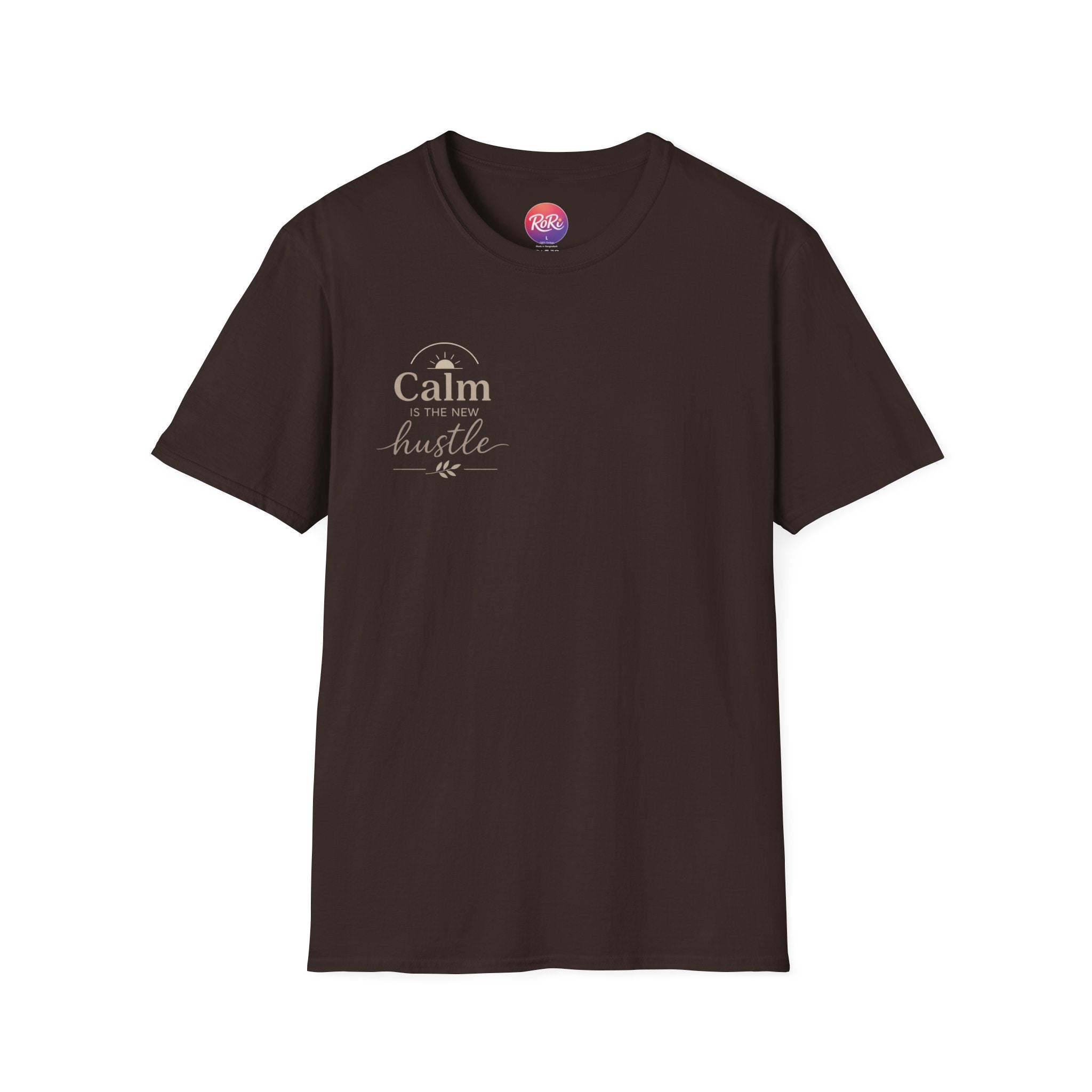 T-Shirt — "Stay Calm, Hustle On" Minimal Motivational Tee