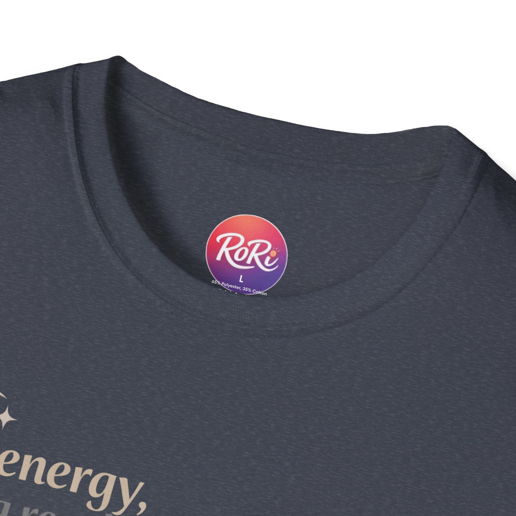 T-Shirt — “Soft energy, strong results.” Minimal Inspirational Graphic Tee