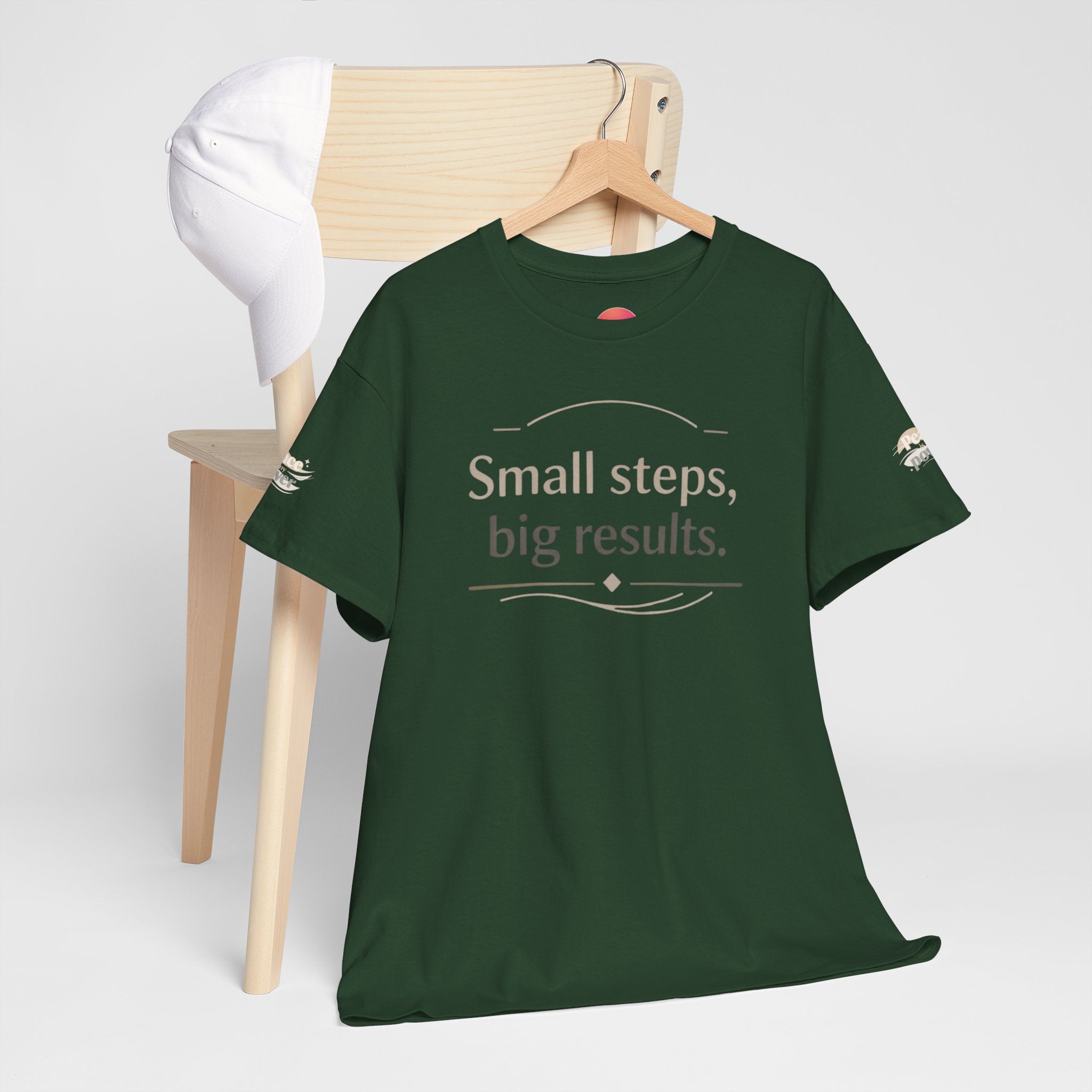 Motivational Tee — "Small steps, big results." Inspirational Cotton Shirt