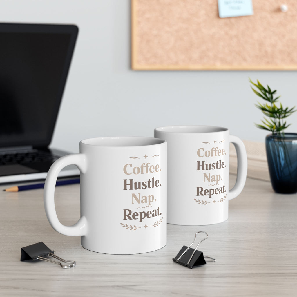 Ceramic Mug — Cozy Rustic 'Coffee, Houseplants, Reading' Quote Mug (11oz & 15oz) I RoRis Ideas