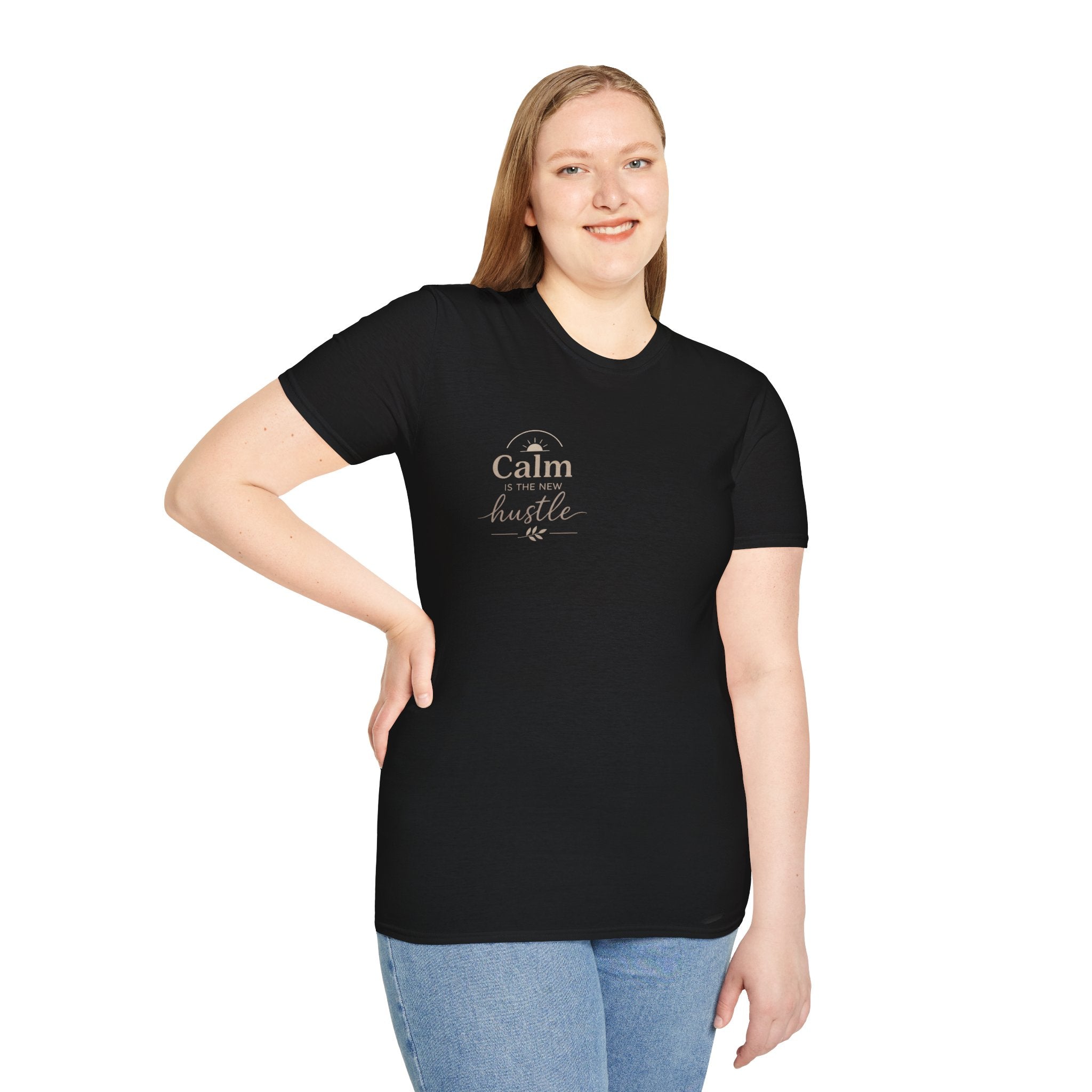 T-Shirt — "Stay Calm, Hustle On" Minimal Motivational Tee