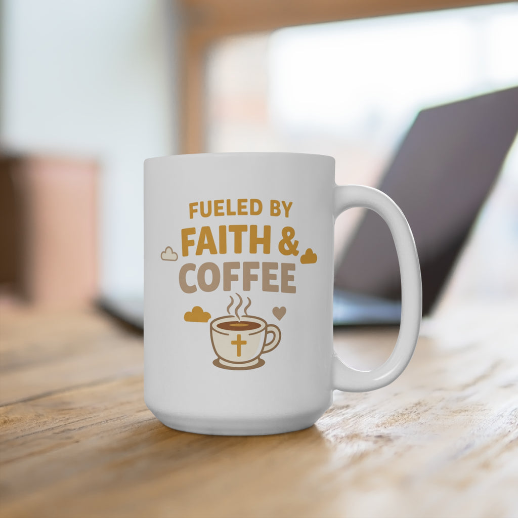 Fueled by Faith & Coffee Mug — 15oz Inspirational Christian Coffee Cup | RoRi’s Ideas