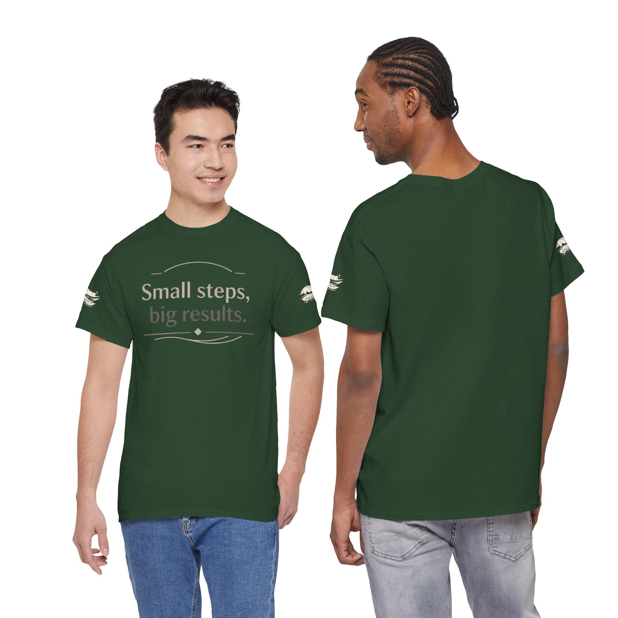 Motivational Tee — "Small steps, big results." Inspirational Cotton Shirt