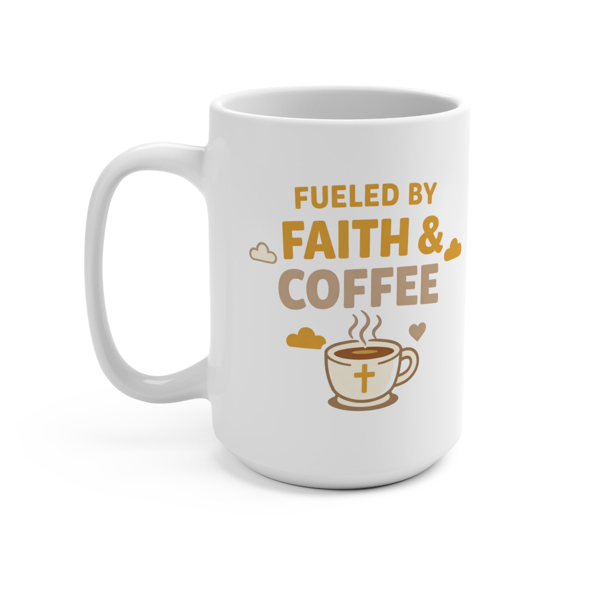 Fueled by Faith & Coffee Mug — 15oz Inspirational Christian Coffee Cup | RoRi’s Ideas