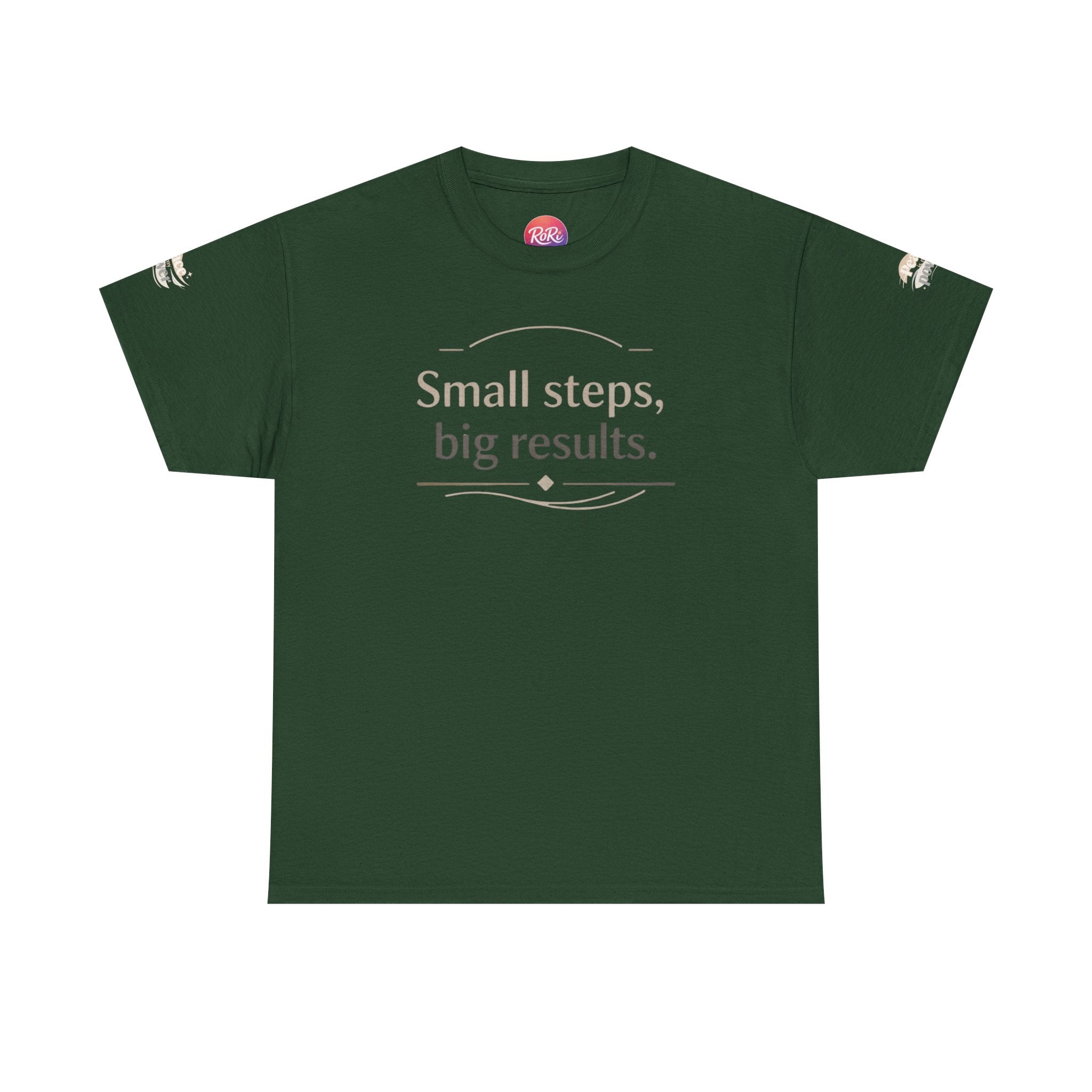 Motivational Tee — "Small steps, big results." Inspirational Cotton Shirt