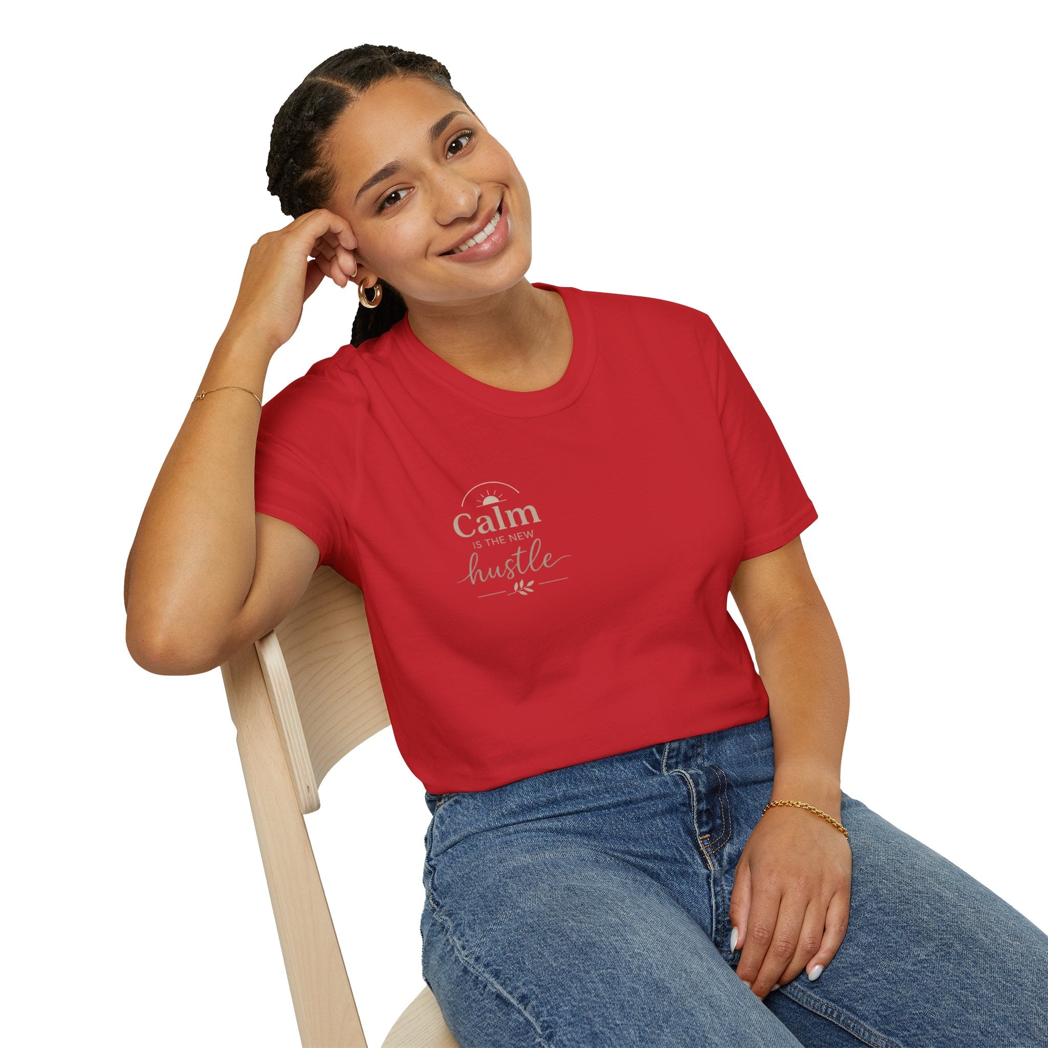 T-Shirt — "Stay Calm, Hustle On" Minimal Motivational Tee