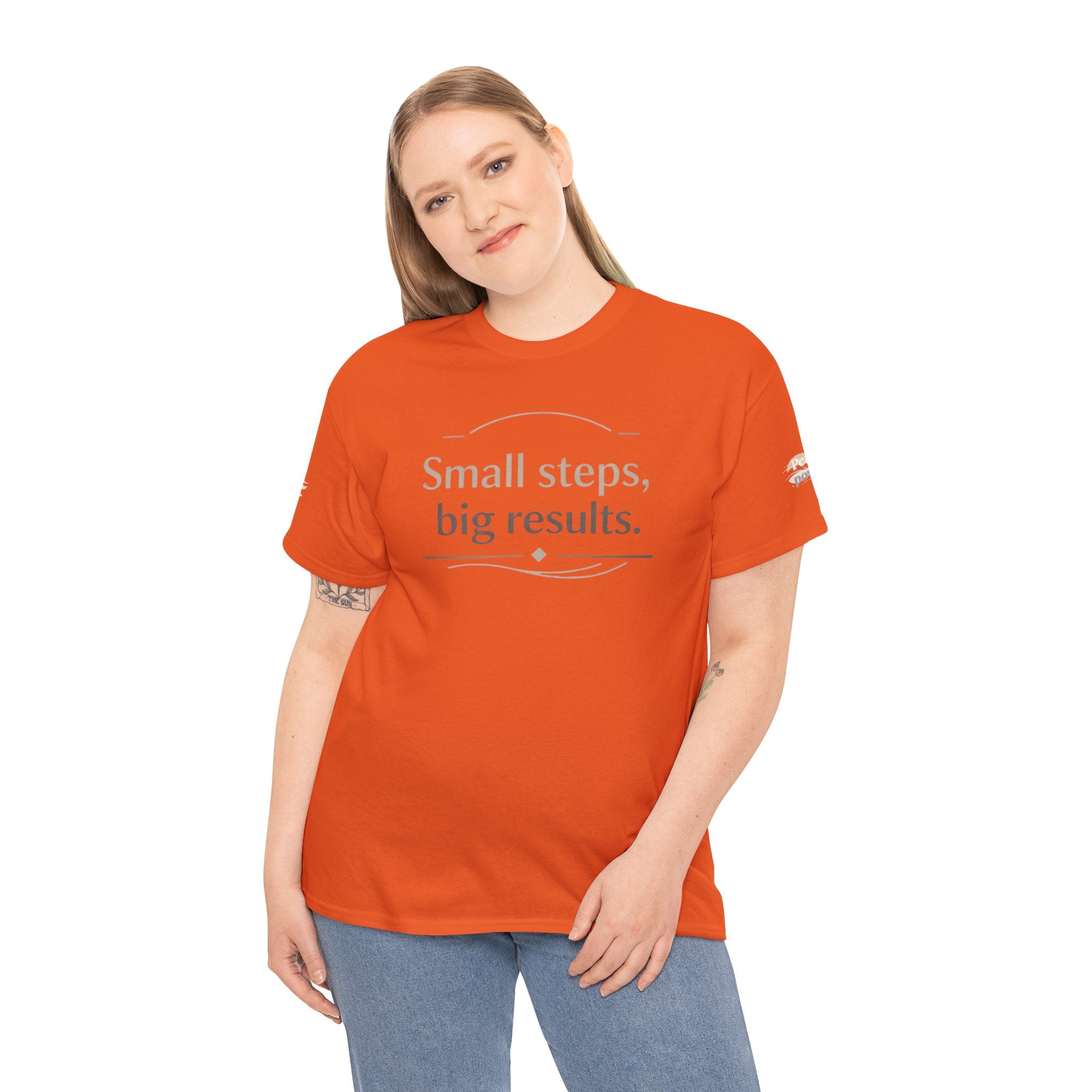 Motivational Tee — "Small steps, big results." Inspirational Cotton Shirt
