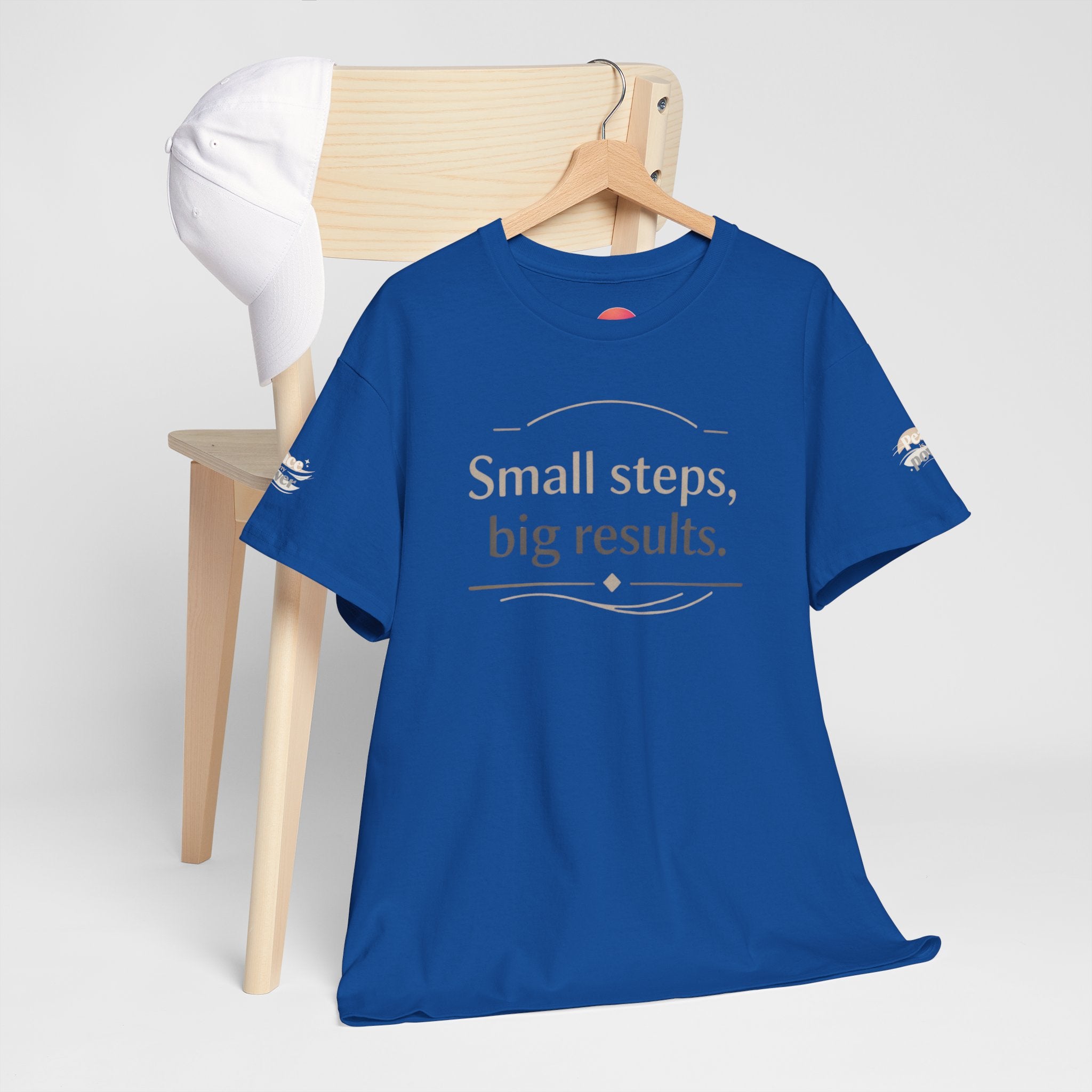 Motivational Tee — "Small steps, big results." Inspirational Cotton Shirt
