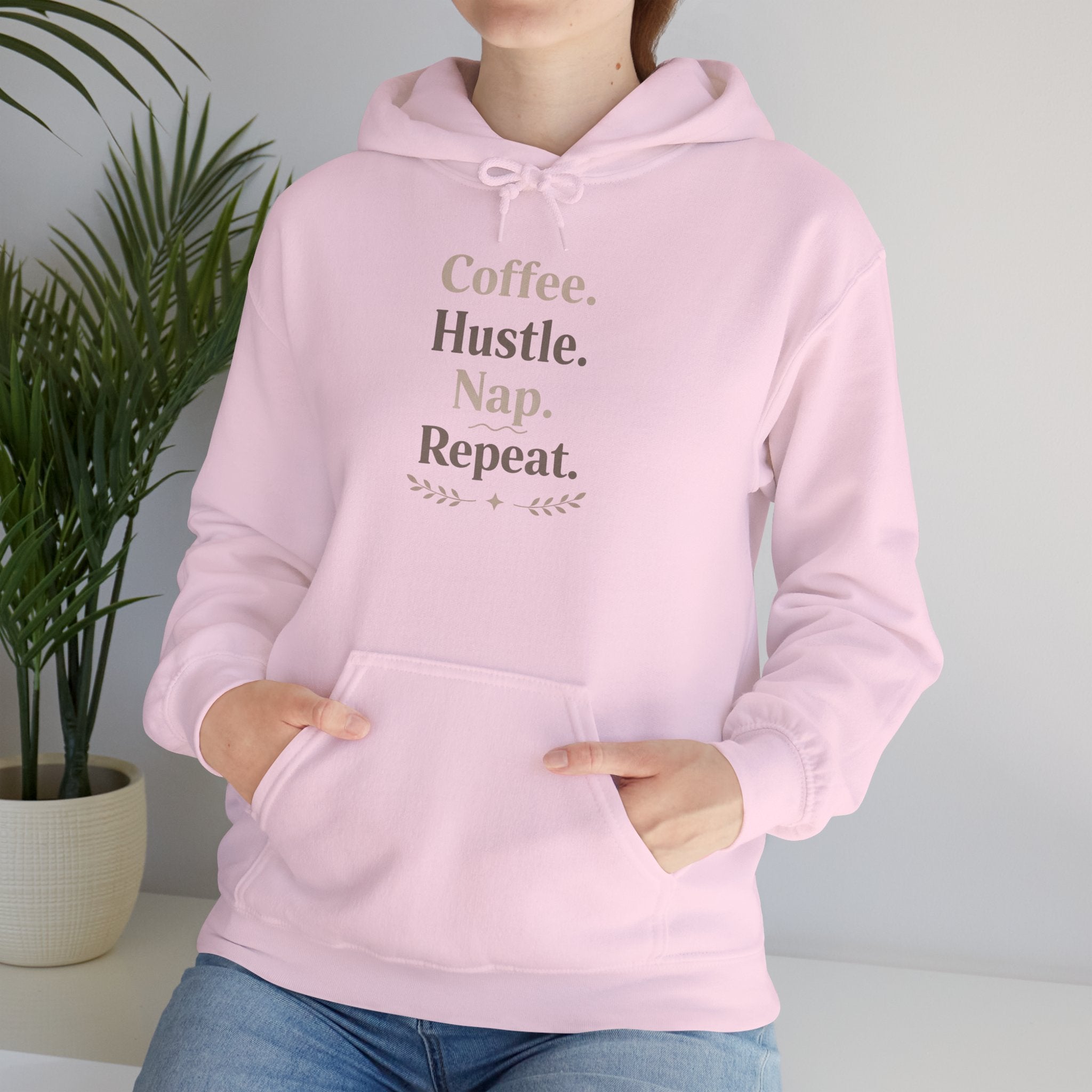 Coffee. Hustle. Repeat. Hoodie — Motivational Coffee Lover Sweatshirt