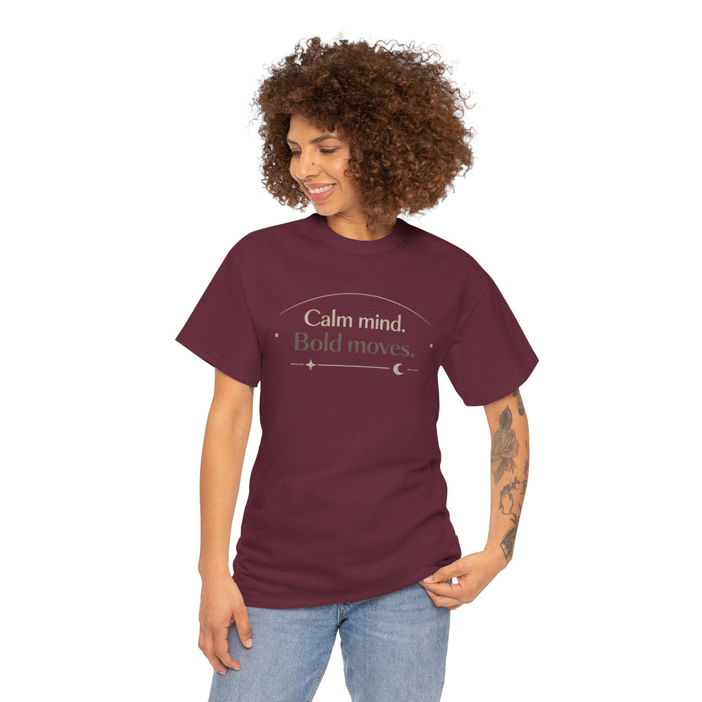 Calm Mind, Bold Moves Tee — Inspirational Minimalist Graphic T-Shirt I RoRi's Ideas