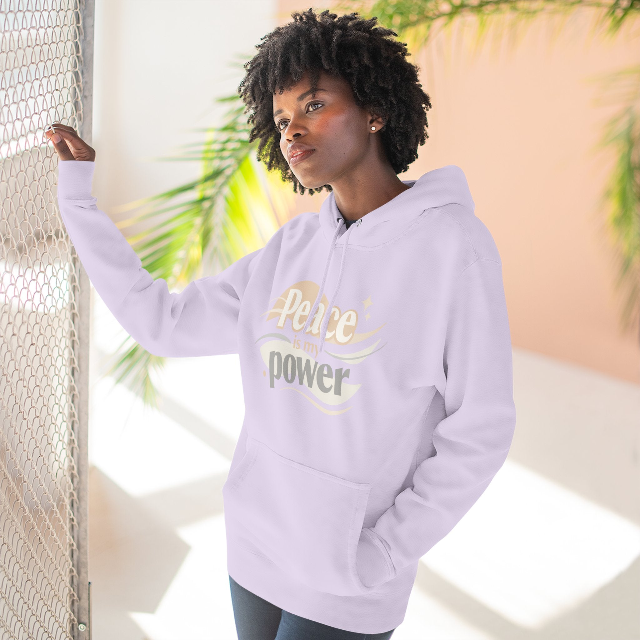 Peace Is My Power Hoodie — Retro Neutral Graphic Fleece Pullover| RoRi’s Ideas