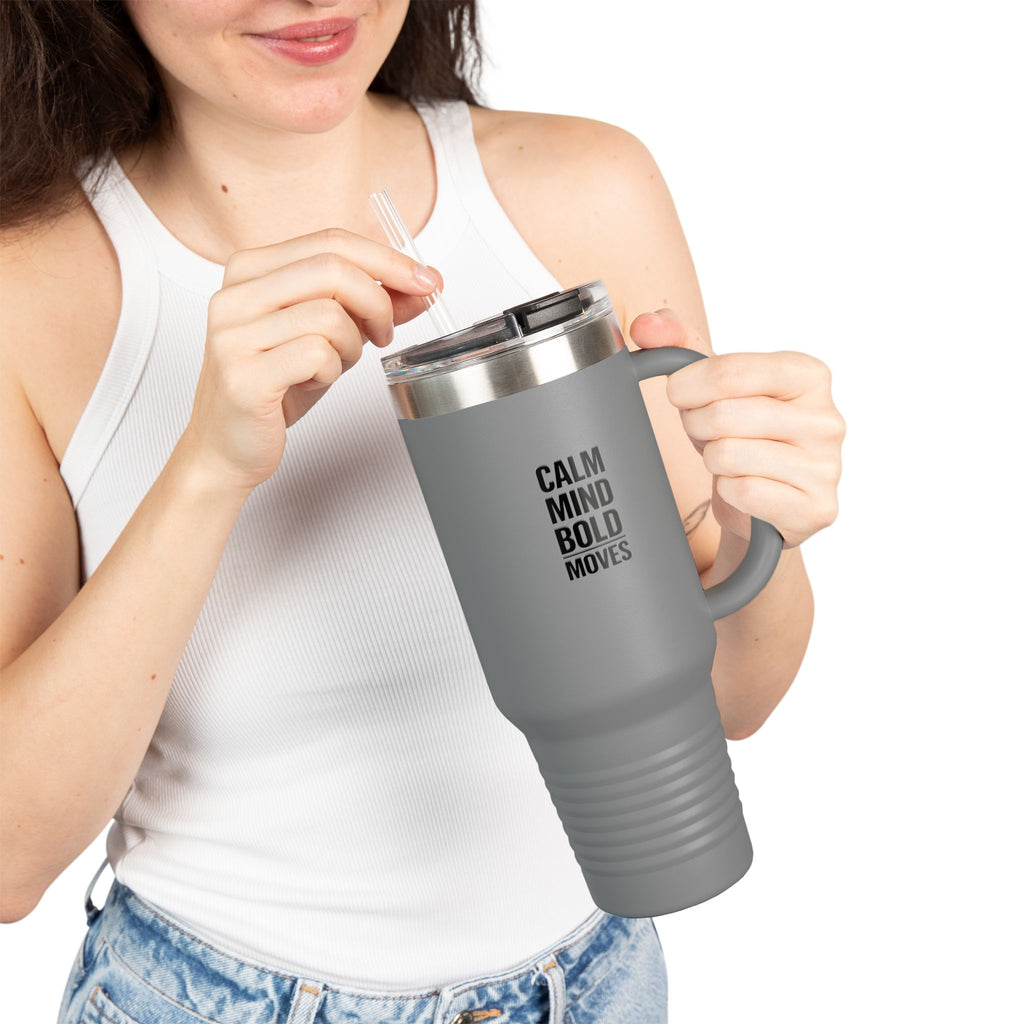 40oz Insulated Travel Mug - 'Calm Mind, Bold Moves' Stainless Steel Tumbler I RoRi's Ideas