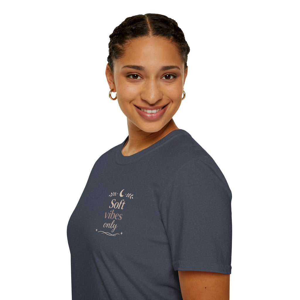 Soft Vibes Only T‑Shirt — Minimal Positive Quote Tee