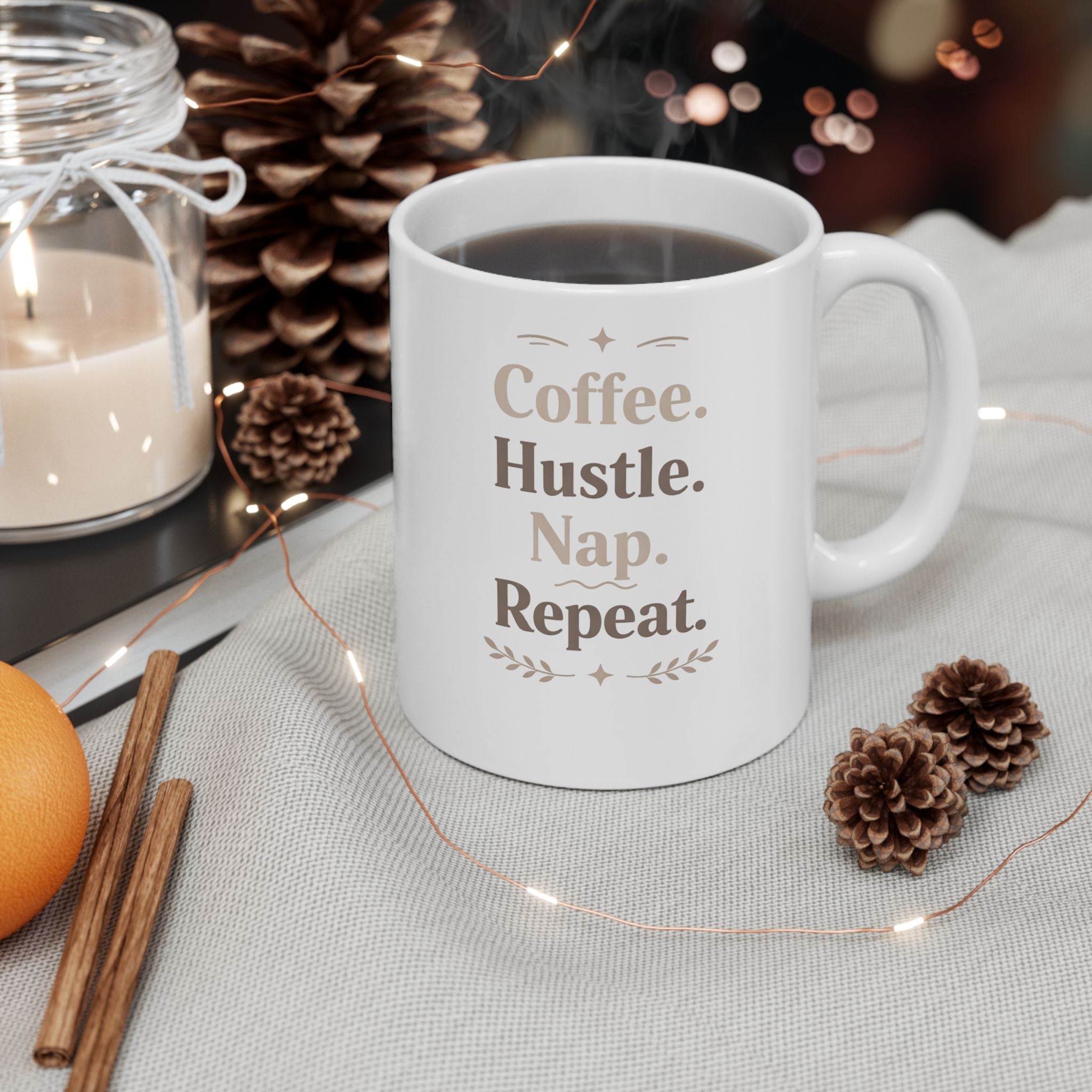 Ceramic Mug — Cozy Rustic 'Coffee, Houseplants, Reading' Quote Mug (11oz & 15oz) I RoRis Ideas
