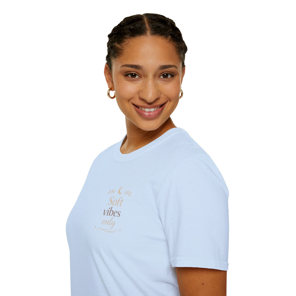 Soft Vibes Only T‑Shirt — Minimal Positive Quote Tee