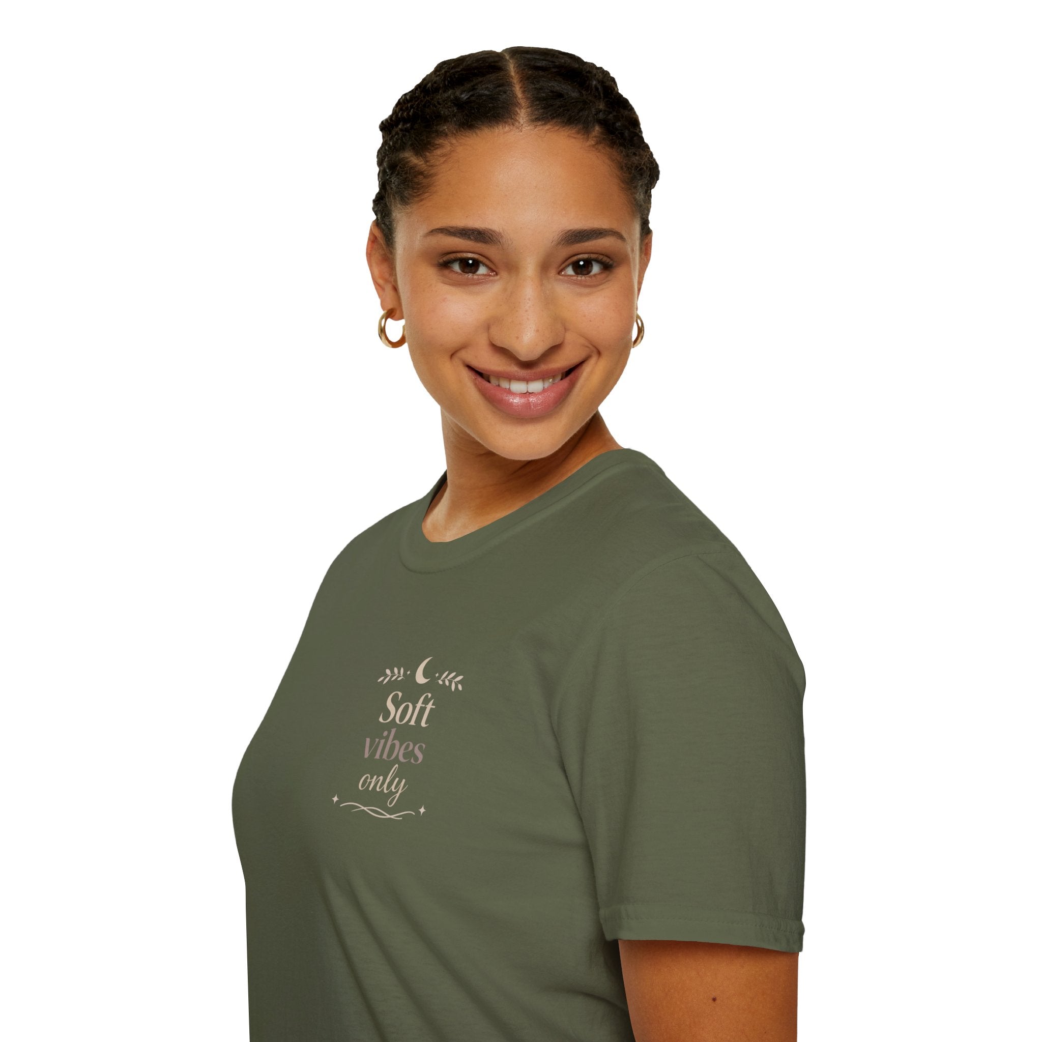 Soft Vibes Only T‑Shirt — Minimal Positive Quote Tee