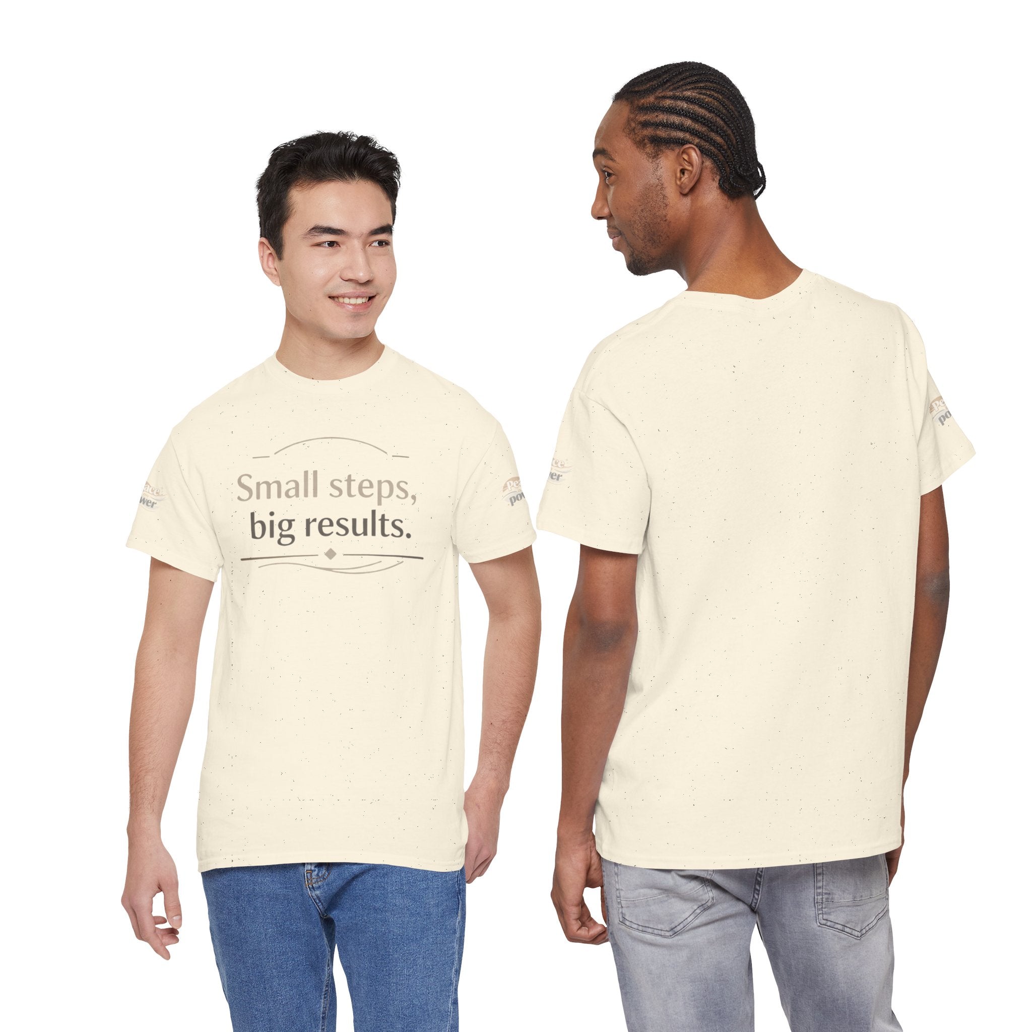 Motivational Tee — "Small steps, big results." Inspirational Cotton Shirt