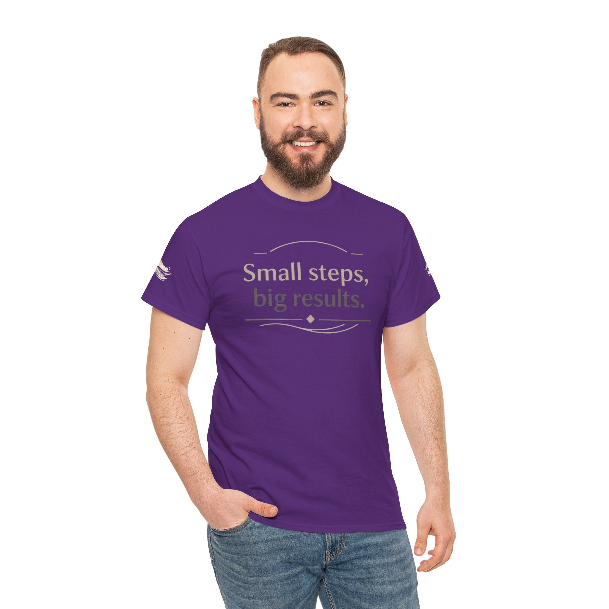 Motivational Tee — "Small steps, big results." Inspirational Cotton Shirt