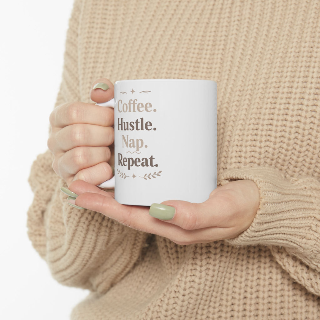 Ceramic Mug — Cozy Rustic 'Coffee, Houseplants, Reading' Quote Mug (11oz & 15oz) I RoRis Ideas