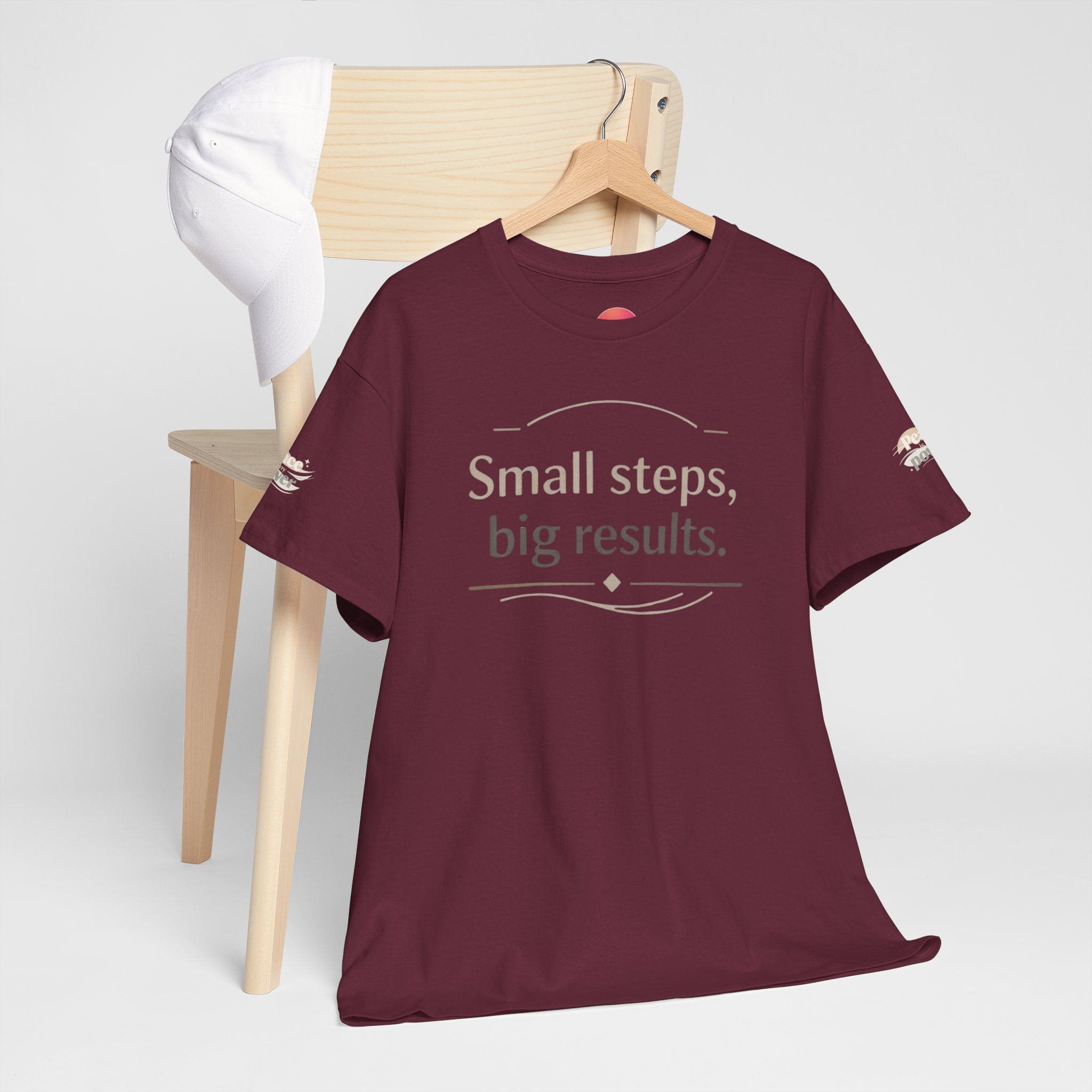 Motivational Tee — "Small steps, big results." Inspirational Cotton Shirt