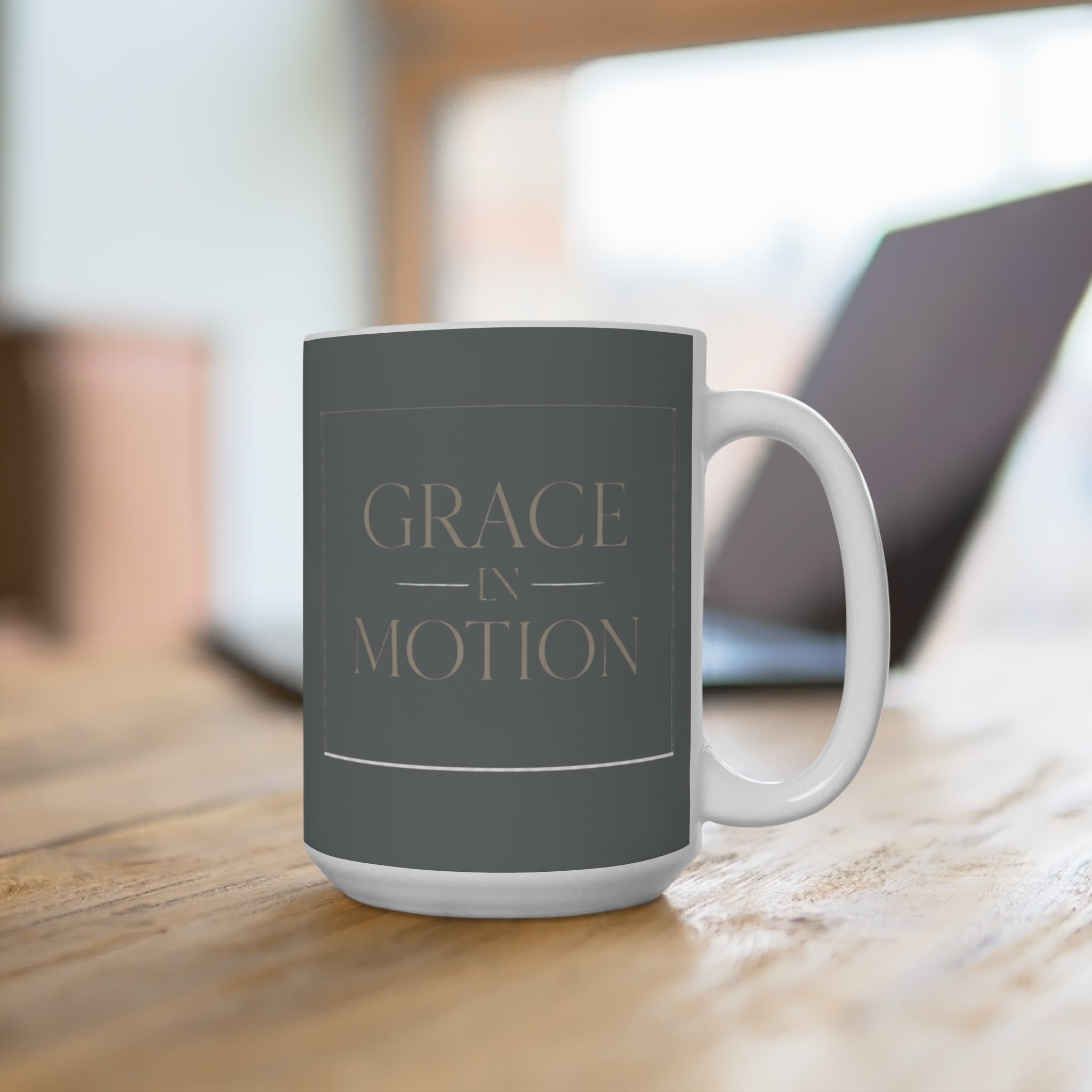 Grace in Motion 15oz Ceramic Mug — Inspirational Quote Coffee Cup I RoRi's Ideas