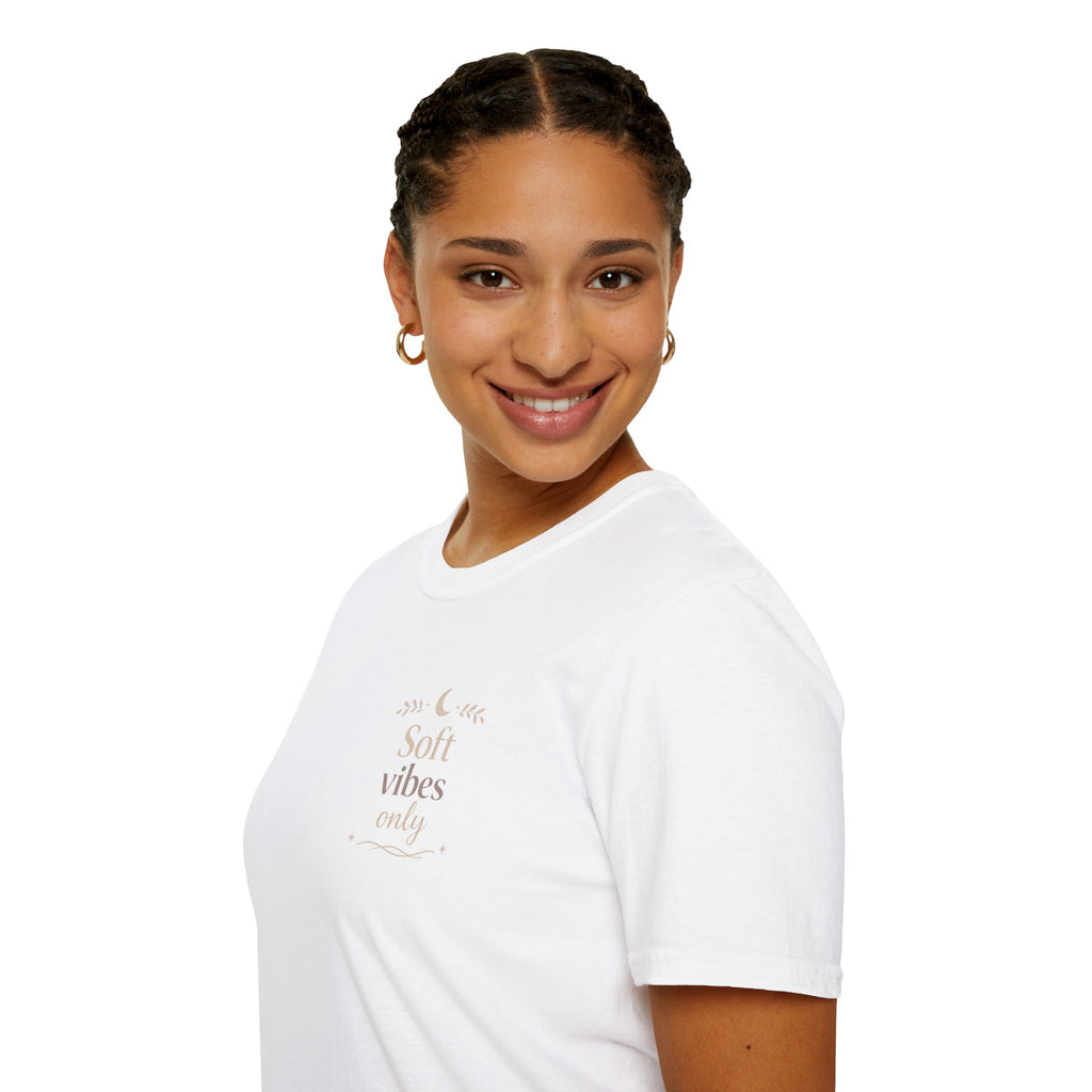 Soft Vibes Only T‑Shirt — Minimal Positive Quote Tee