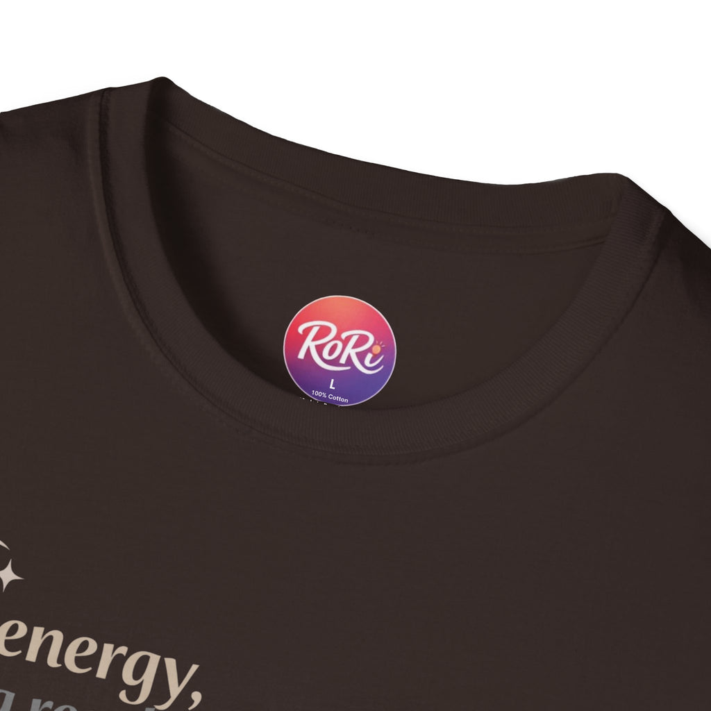 T-Shirt — “Soft energy, strong results.” Minimal Inspirational Graphic Tee