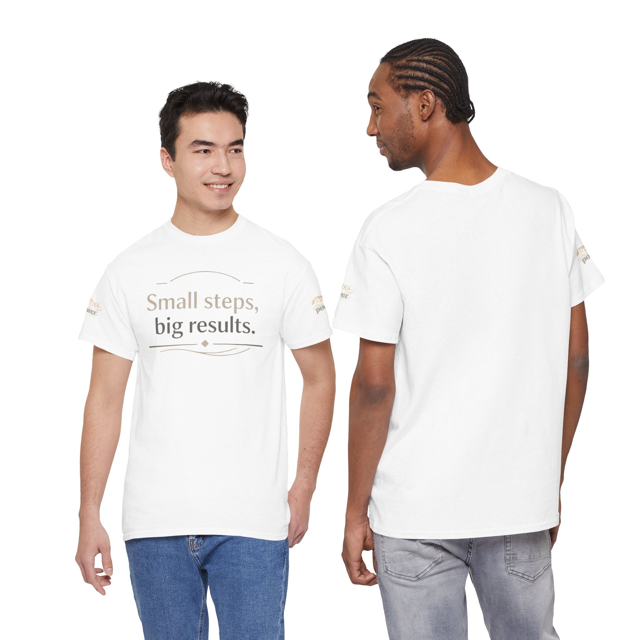 Motivational Tee — "Small steps, big results." Inspirational Cotton Shirt