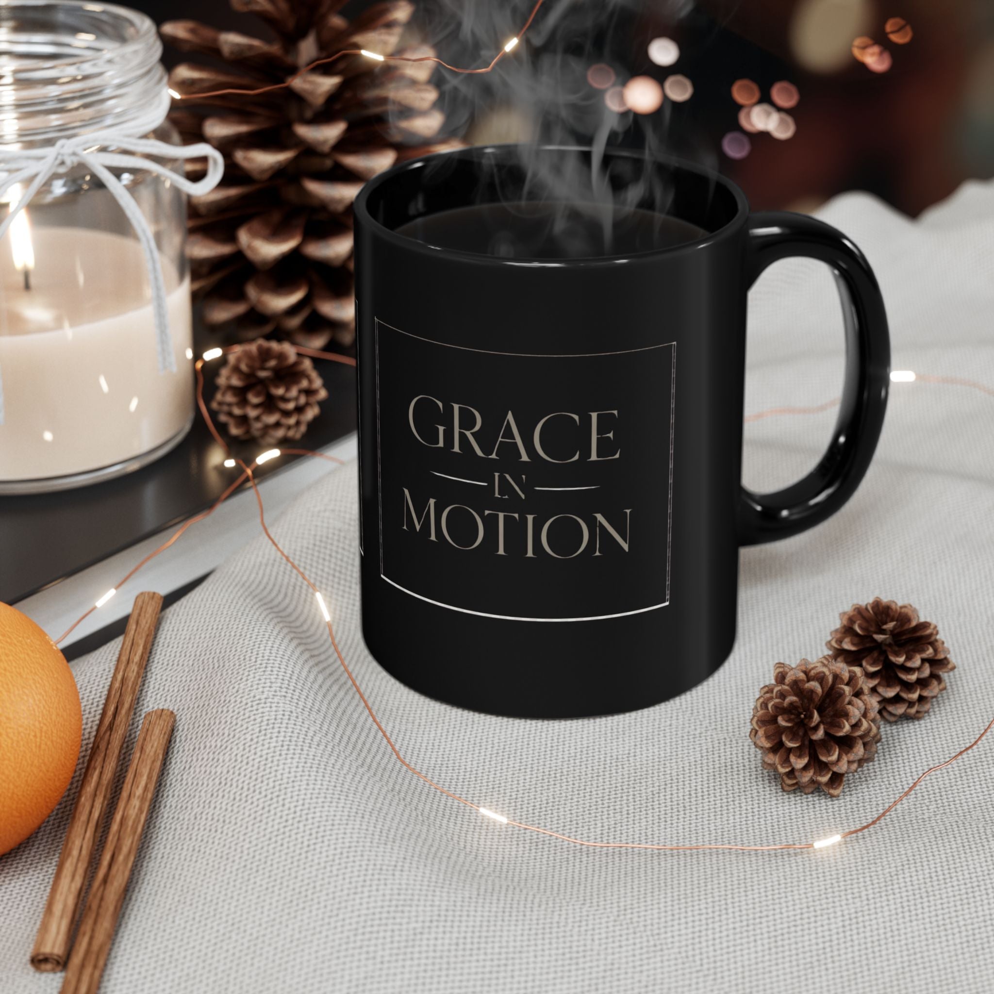 Grace in Motion Black Coffee Mug — Inspirational Dance/Movement Gift (11oz & 15oz) I RoRi's Ideas
