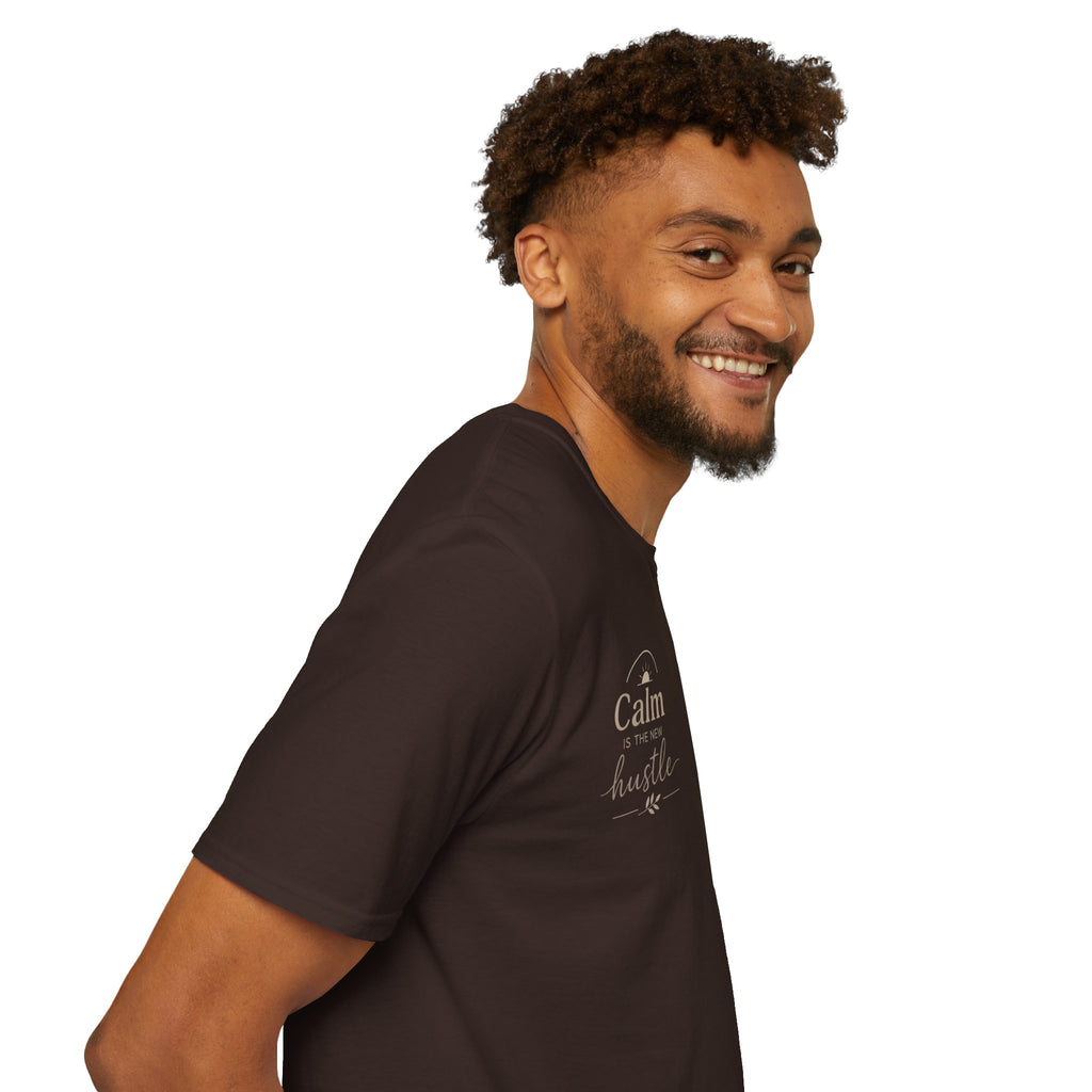 T-Shirt — "Stay Calm, Hustle On" Minimal Motivational Tee