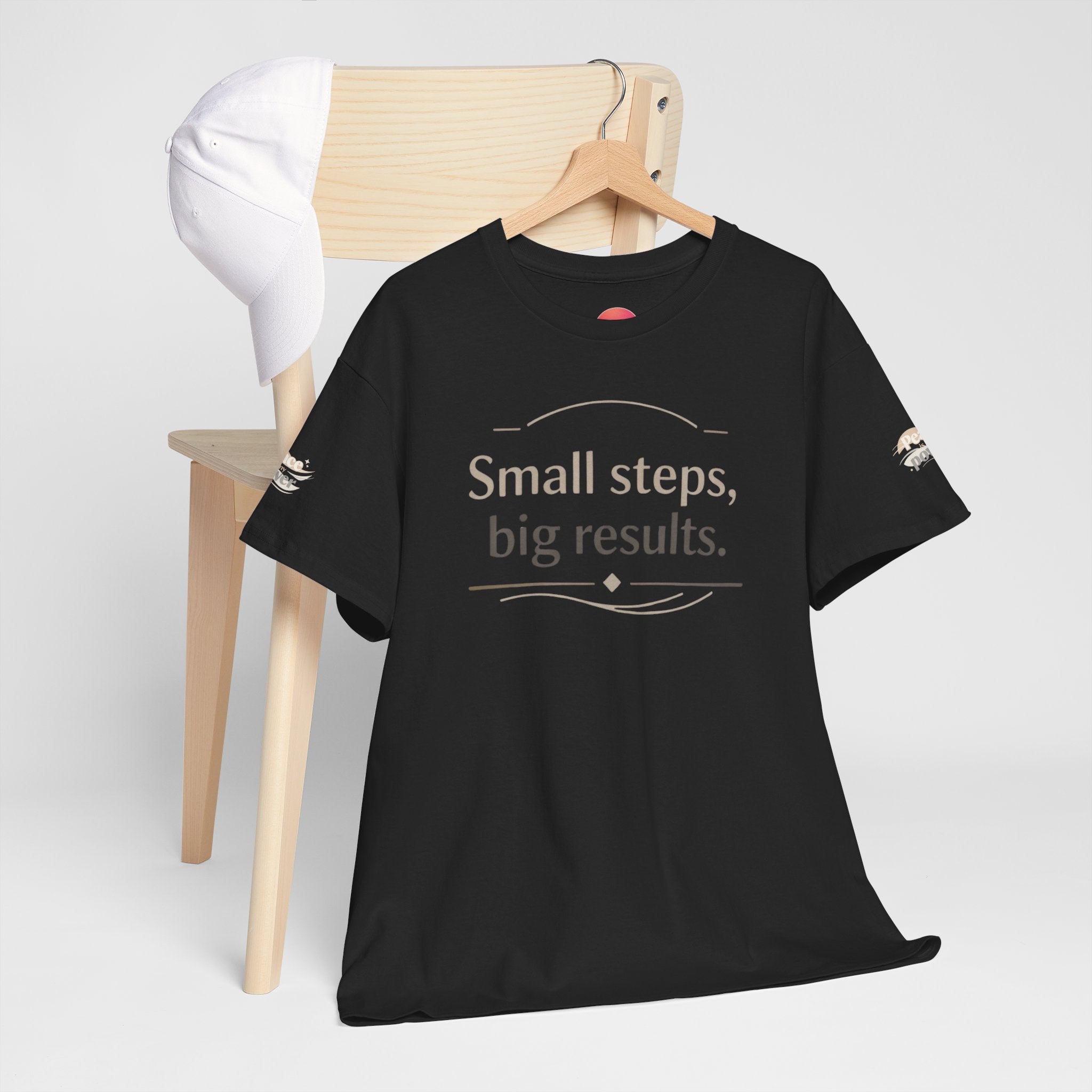 Motivational Tee — "Small steps, big results." Inspirational Cotton Shirt